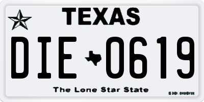 TX license plate DIE0619