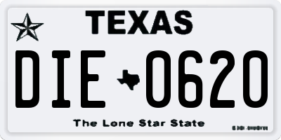 TX license plate DIE0620