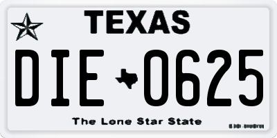 TX license plate DIE0625