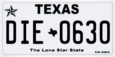 TX license plate DIE0630