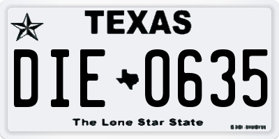 TX license plate DIE0635