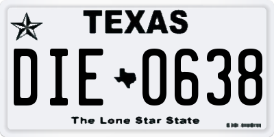 TX license plate DIE0638