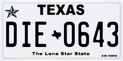 TX license plate DIE0643