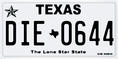 TX license plate DIE0644