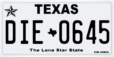 TX license plate DIE0645