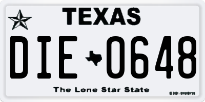 TX license plate DIE0648
