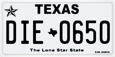 TX license plate DIE0650