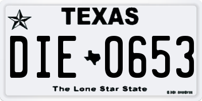 TX license plate DIE0653