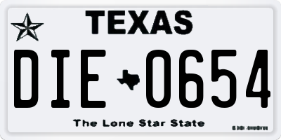 TX license plate DIE0654