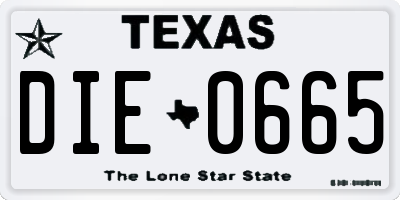 TX license plate DIE0665