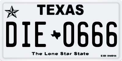TX license plate DIE0666