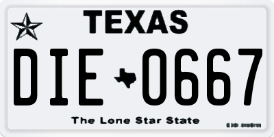 TX license plate DIE0667