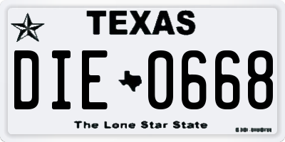 TX license plate DIE0668