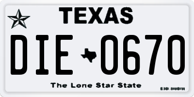TX license plate DIE0670