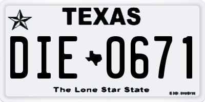 TX license plate DIE0671