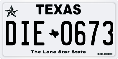TX license plate DIE0673