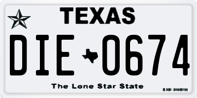 TX license plate DIE0674