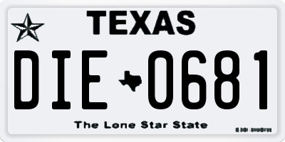 TX license plate DIE0681