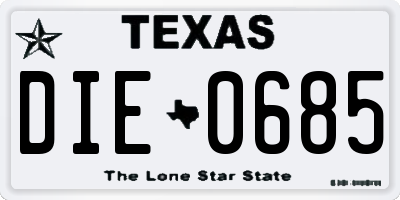 TX license plate DIE0685