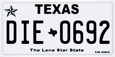 TX license plate DIE0692