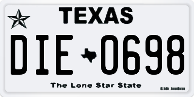 TX license plate DIE0698