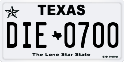 TX license plate DIE0700