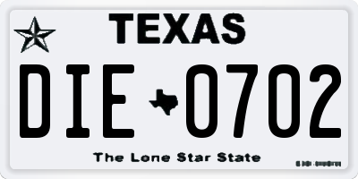 TX license plate DIE0702