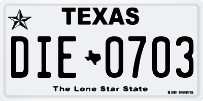 TX license plate DIE0703
