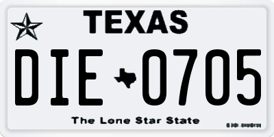 TX license plate DIE0705