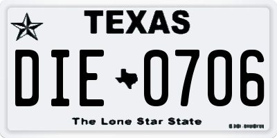 TX license plate DIE0706