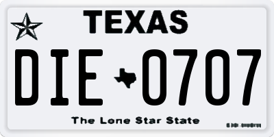 TX license plate DIE0707