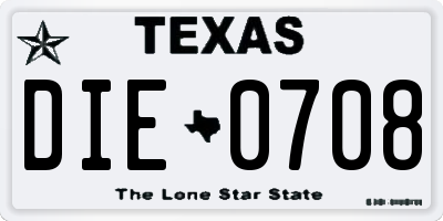 TX license plate DIE0708