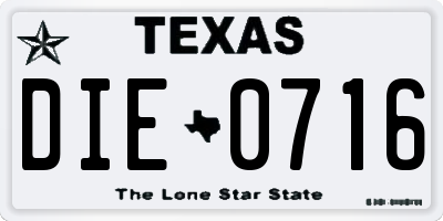 TX license plate DIE0716