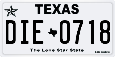 TX license plate DIE0718