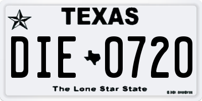 TX license plate DIE0720