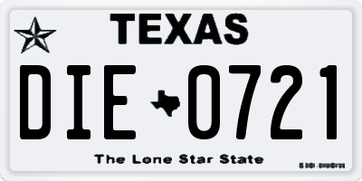 TX license plate DIE0721