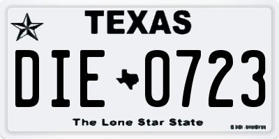 TX license plate DIE0723