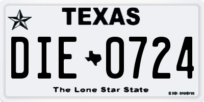 TX license plate DIE0724