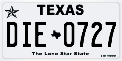 TX license plate DIE0727