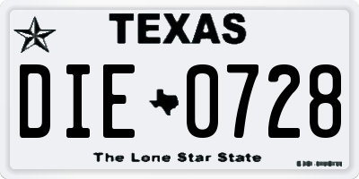 TX license plate DIE0728
