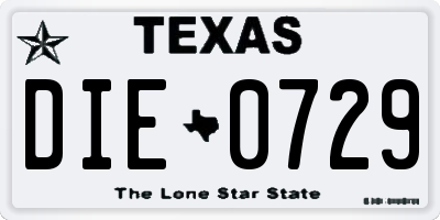TX license plate DIE0729