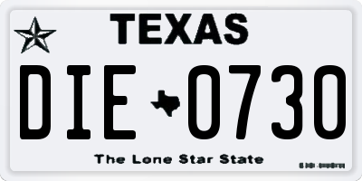 TX license plate DIE0730