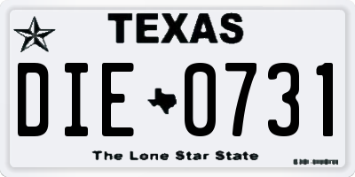TX license plate DIE0731