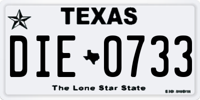 TX license plate DIE0733