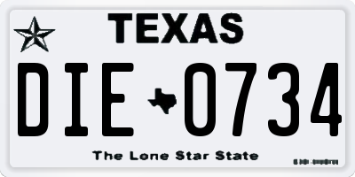 TX license plate DIE0734