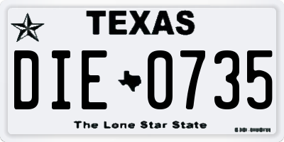 TX license plate DIE0735