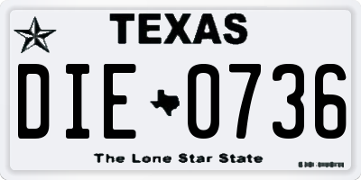 TX license plate DIE0736