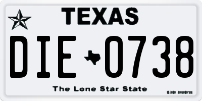 TX license plate DIE0738