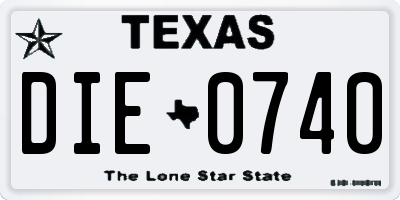 TX license plate DIE0740