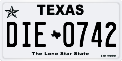 TX license plate DIE0742